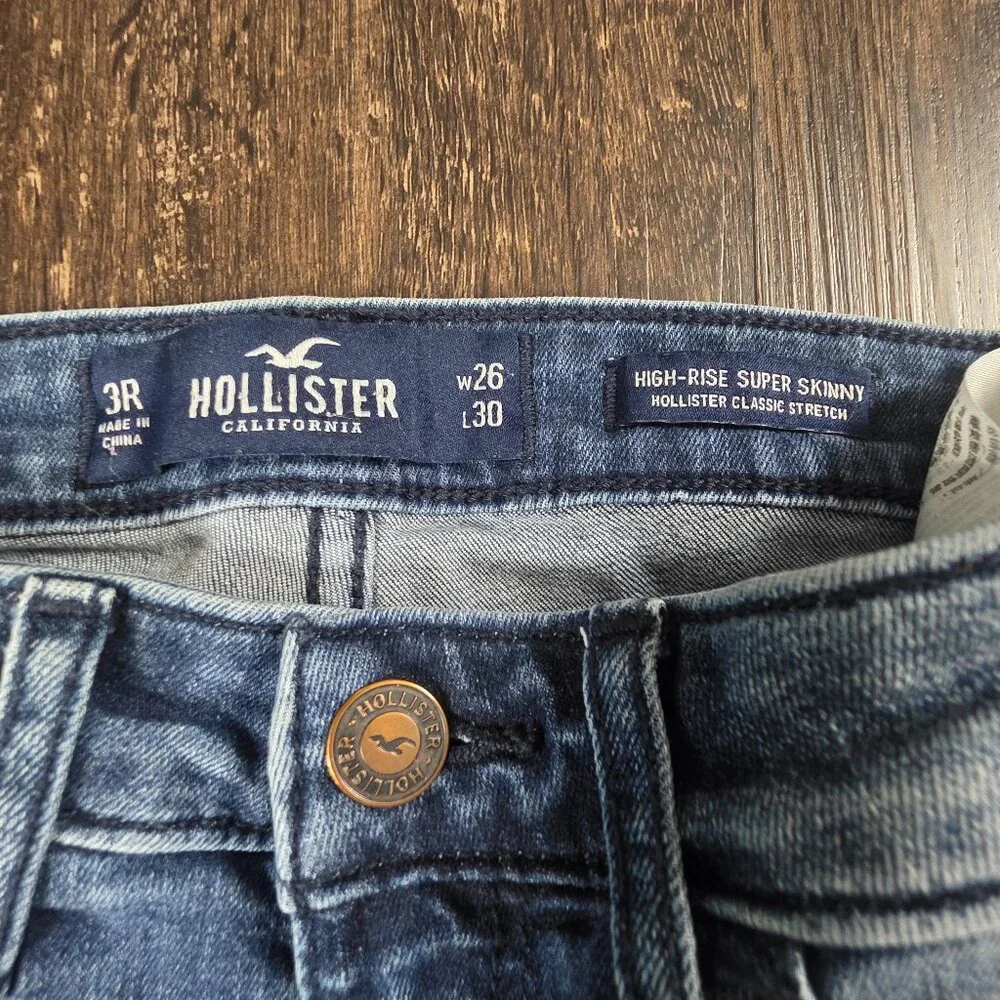 Hollister High Rise‎ Super Skinny Soft Stretch Jeans Sz 3R Long W26 L30